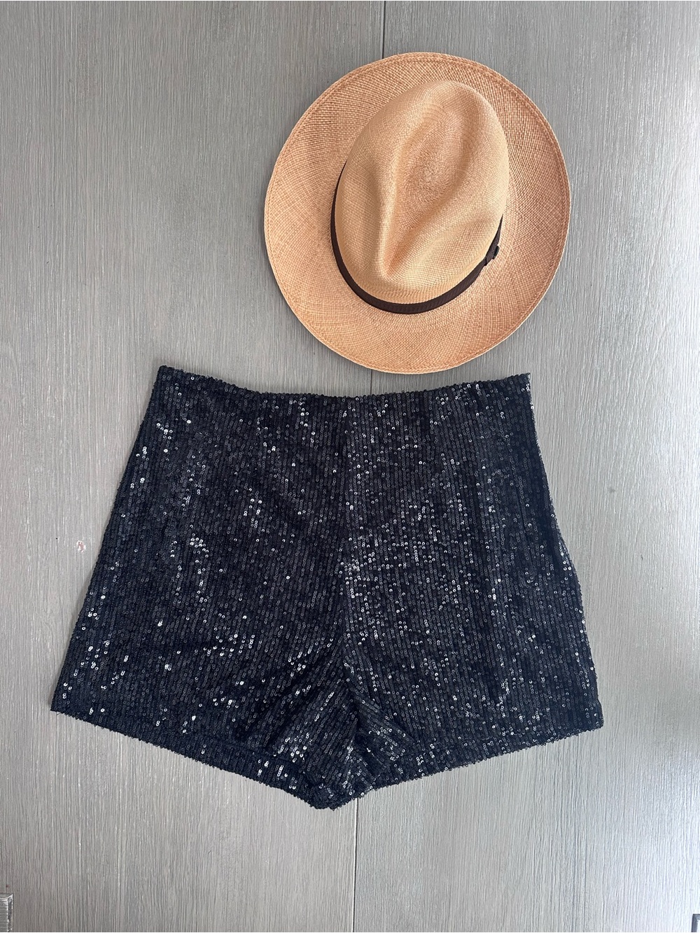 High-Rise Black Sequin Women's Shorts